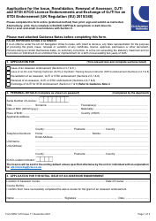 Document preview: Form SRG1415 Application for the Issue, Revalidation or Renewal of an Atc Assessor, Ojti or Stdi Licence Endorsement - United Kingdom