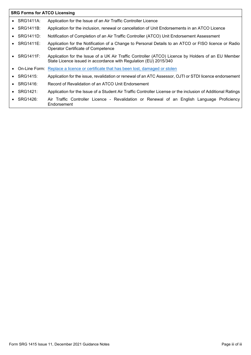 Form SRG1415 Application for the Issue, Revalidation or Renewal of an Atc Assessor, Ojti or Stdi Licence Endorsement - United Kingdom, Page 5