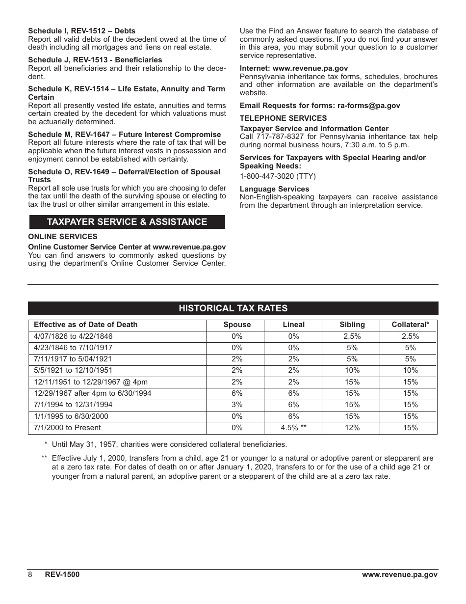 Form REV-1500 Inheritance Tax Return Resident Decedent - Pennsylvania, Page 12