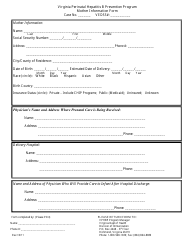 Document preview: Mother Information Form - Perinatal Hepatitis B Prevention Program - Virginia