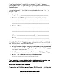 Document preview: Hospital Contact Information Form - Virginia Perinatal Hepatitis B Prevention (Vphbp) Program - Virginia