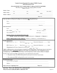 Document preview: Infant Information Form - Virginia Perinatal Hepatitis B Prevention (Vphbp) Program - Virginia