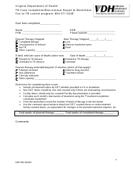 Document preview: Tb Case Completion/Discontinue Report & Worksheet - Virginia