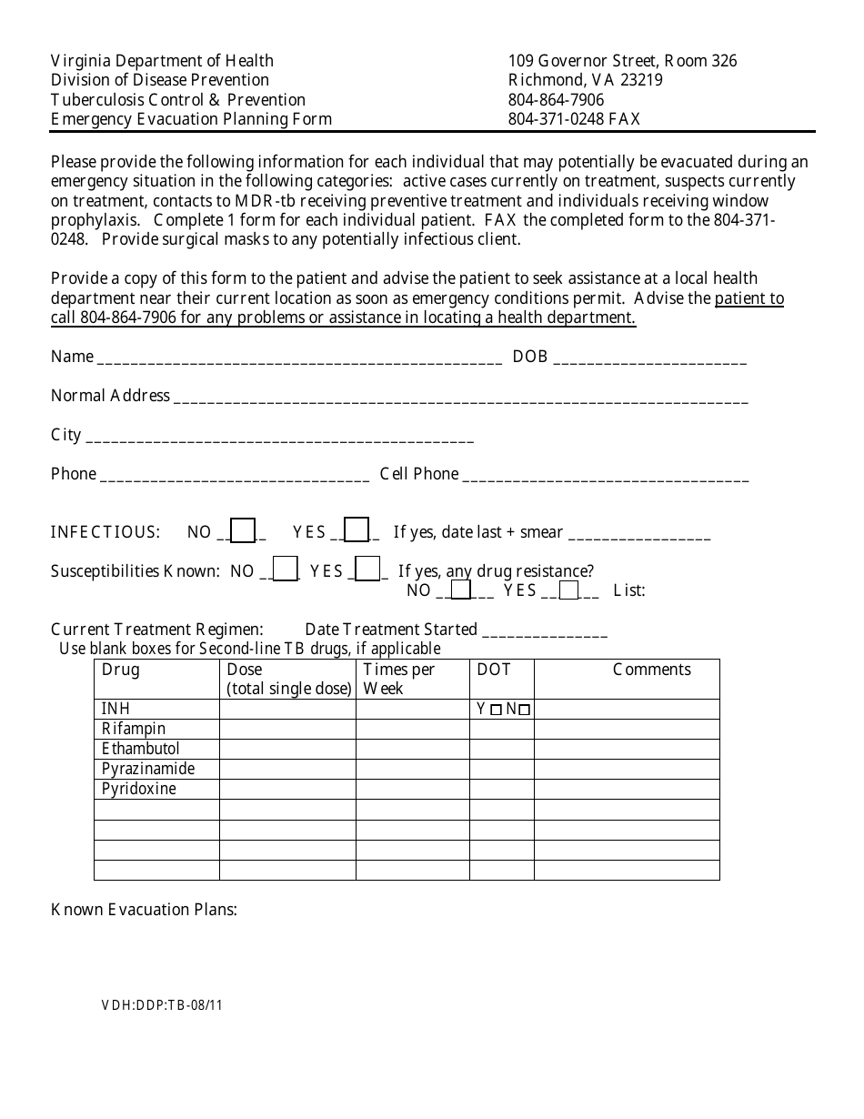 Virginia Emergency Evacuation Planning Form Fill Out, Sign Online and