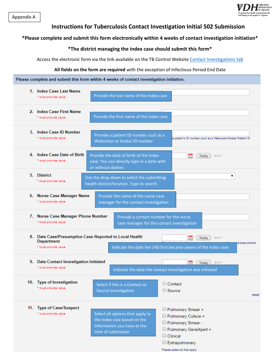 Contact Investigation Documentation Instructions - Virginia, Page 2