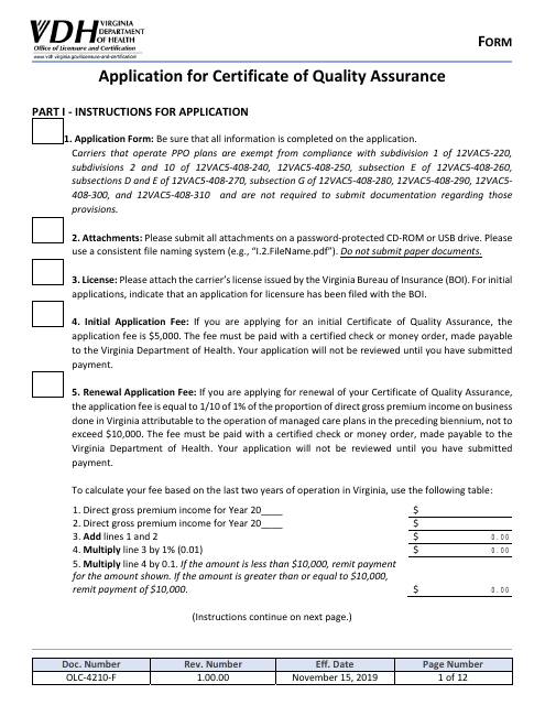 Form OLC-4210‐F  Printable Pdf
