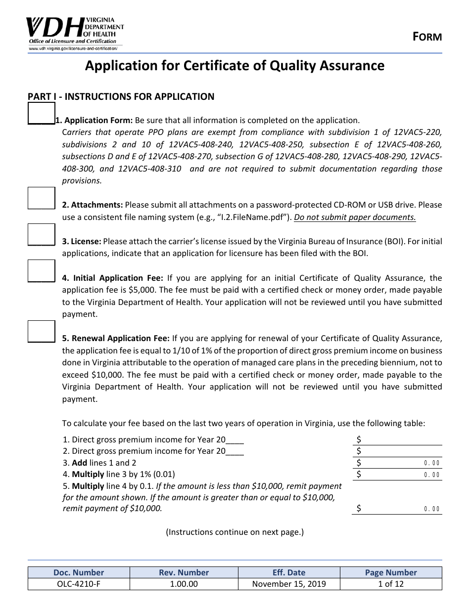 Form OLC-4210‐F - Fill Out, Sign Online and Download Fillable PDF ...