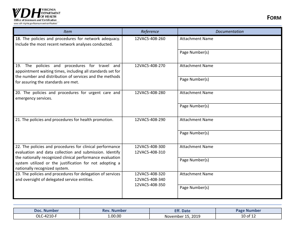 Form OLC-4210-F Application for Certificate of Quality Assurance - Virginia, Page 10