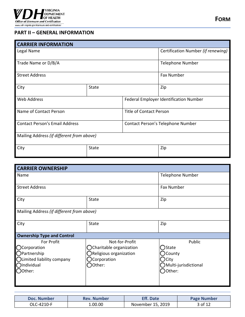 Form OLC-4210-F Application for Certificate of Quality Assurance - Virginia, Page 3