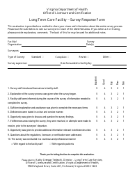 Document preview: Long Term Care Facility - Survey Response Form - Virginia