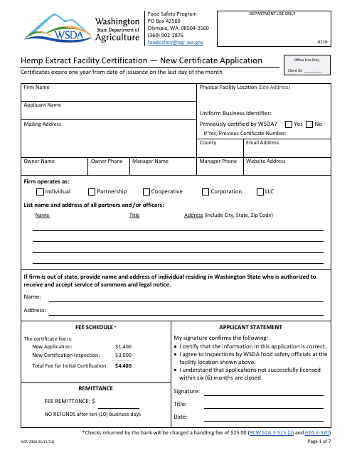 Form AGR-2360  Printable Pdf