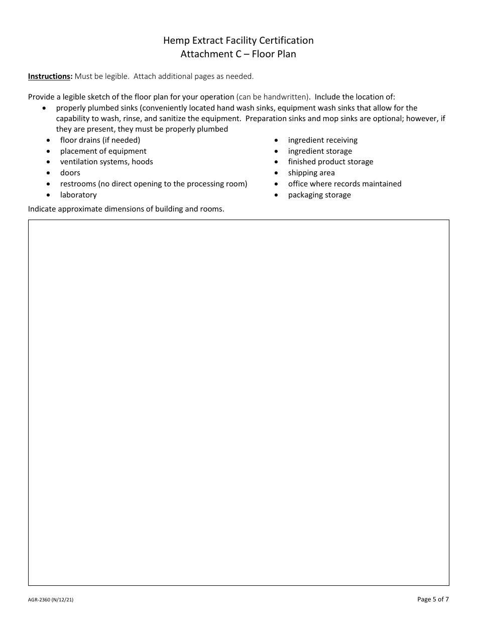 Form AGR-2360 Hemp Extract Facility Certification - New Certificate Application - Washington, Page 5