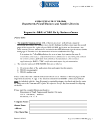 &quot;Request for Dbe/Acdbe File by Business Owner&quot; - Virginia