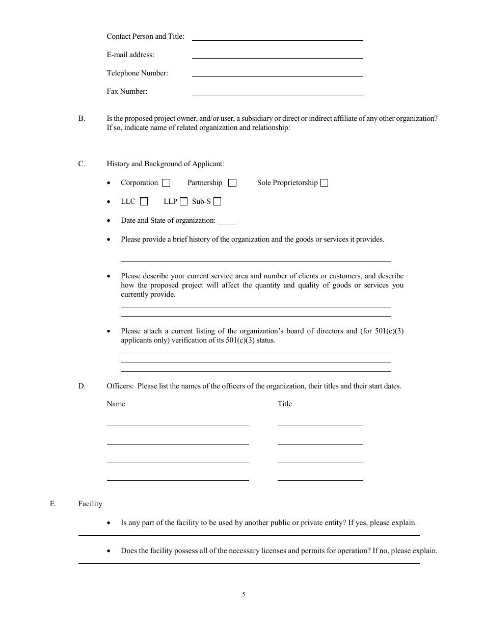 Application to the Virginia Small Business Financing Authority for the Issuance of Conduit Bonds - Virginia, Page 5