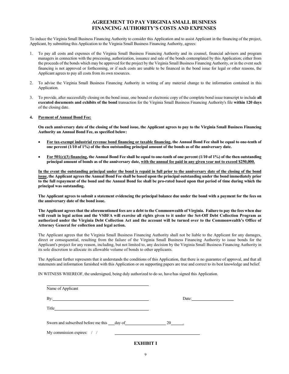 Application to the Virginia Small Business Financing Authority for the Issuance of Conduit Bonds - Virginia, Page 9