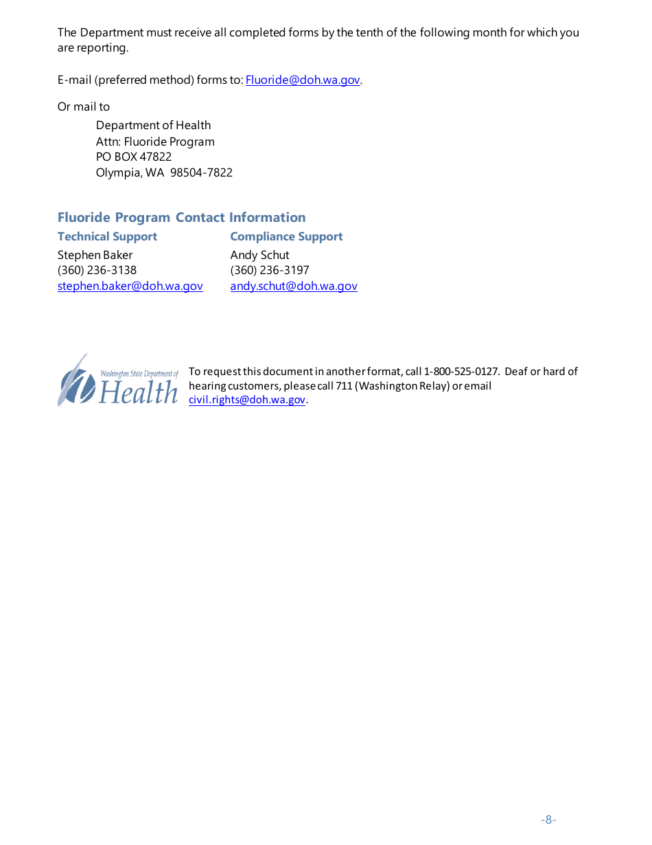Instructions for DOH Form 331-496, 331-497 - Washington, Page 8