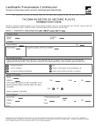 Tacoma Register of Historic Places Nomination Form - City of Tacoma, Washington