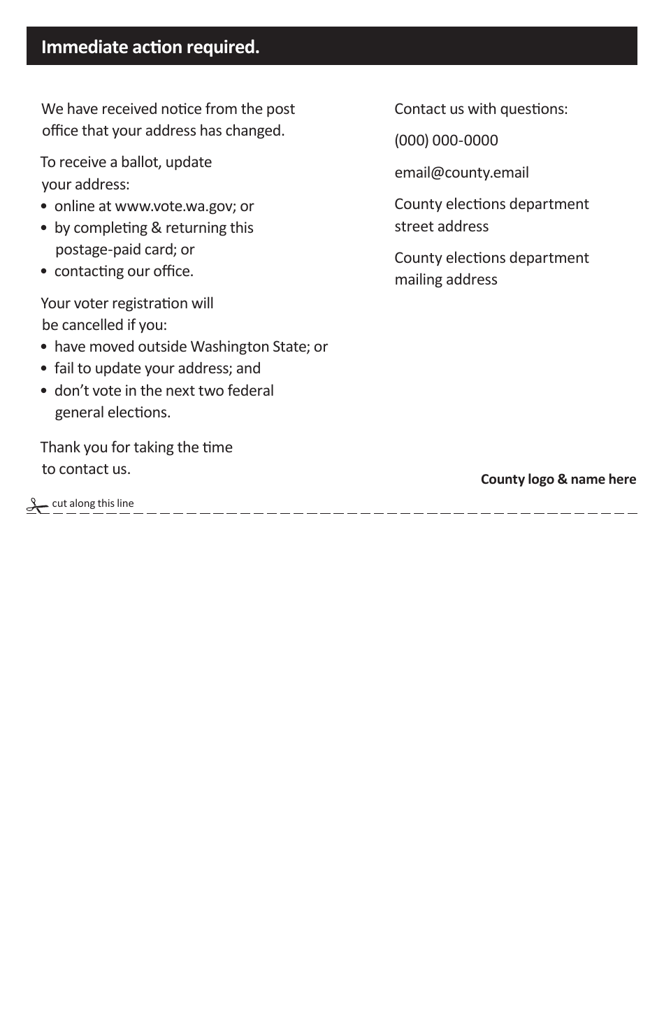 Confirmation Notice Template - Washington, Page 2