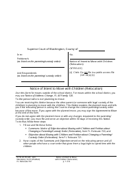 Document preview: Form FL Relocate701 Notice of Intent to Move With Children (Relocation) - Washington