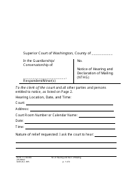 Document preview: Form GDN ALL005 Notice of Hearing and Declaration of Mailing - Washington