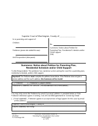 Document preview: Form FL Parentage330 Summons: Notice About Petition for Parenting Plan, Residential Schedule and/or Child Support - Washington