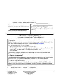 Form FL All Family173 Motion for Temporary Change to Parenting/Custody Order (Military Parent) - Washington