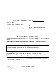 Document preview: Form FL Parentage300 Summons: Notice About Parentage - Washington