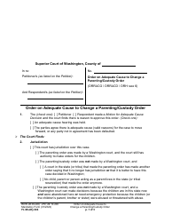 Form FL Modify604 &quot;Order on Adequate Cause to Change a Parenting/Custody Order&quot; - Washington