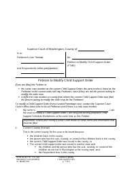 Form FL Modify501 &quot;Petition to Modify Child Support Order&quot; - Washington