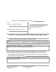 Document preview: Form FL Modify500 Summons: Notice About Petition to Modify Child Support Order - Washington