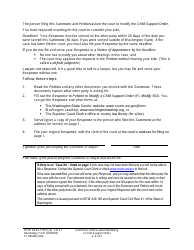 Form FL Modify500 Summons: Notice About Petition to Modify Child Support Order - Washington, Page 2
