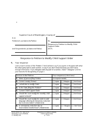 Form FL Modify502 Response to Petition to Modify Child Support Order - Washington