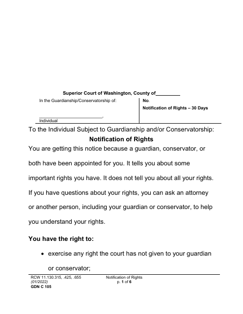 Form GDN C105 Notification of Rights - Washington