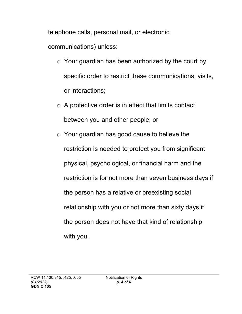 Form GDN C105 Notification of Rights - Washington, Page 4