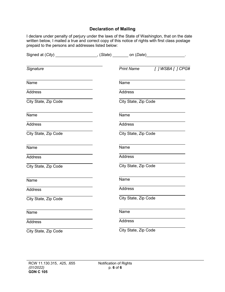 Form GDN C105 Notification of Rights - Washington, Page 6