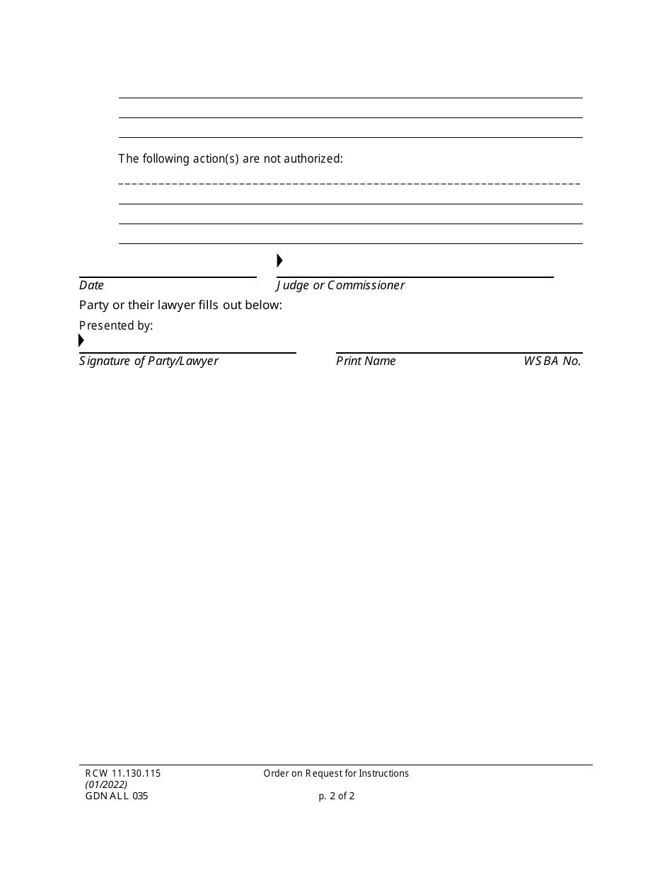 Form GDN ALL035 Order on Motion for Instructions - Washington, Page 2