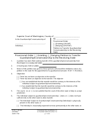 Document preview: Form GDN T702 Provisional Order Granting/Denying Petition to Transfer Guardianship/Conservatorship to the Receiving State - Washington