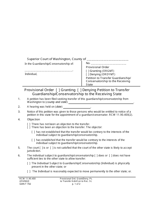 Form GDN T702  Printable Pdf