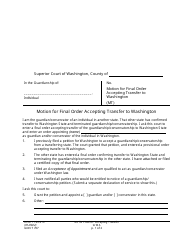 Form GDN T707 &quot;Motion for Final Order Accepting Transfer to Washington&quot; - Washington