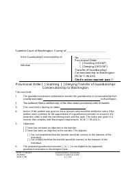 Form GDN T706 &quot;Provisional Order Granting/Denying Transfer of Guardianship/Conservatorship to Washington&quot; - Washington
