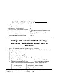 Document preview: Form FL Divorce231 Findings and Conclusions About a Marriage - Washington (English/Spanish)
