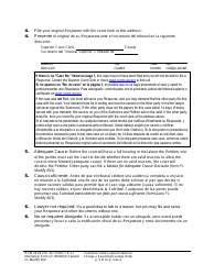Form FL Modify600 Summons: Notice About Petition to Change a Parenting Plan, Residential Schedule or Custody Order - Washington (English/Spanish), Page 3