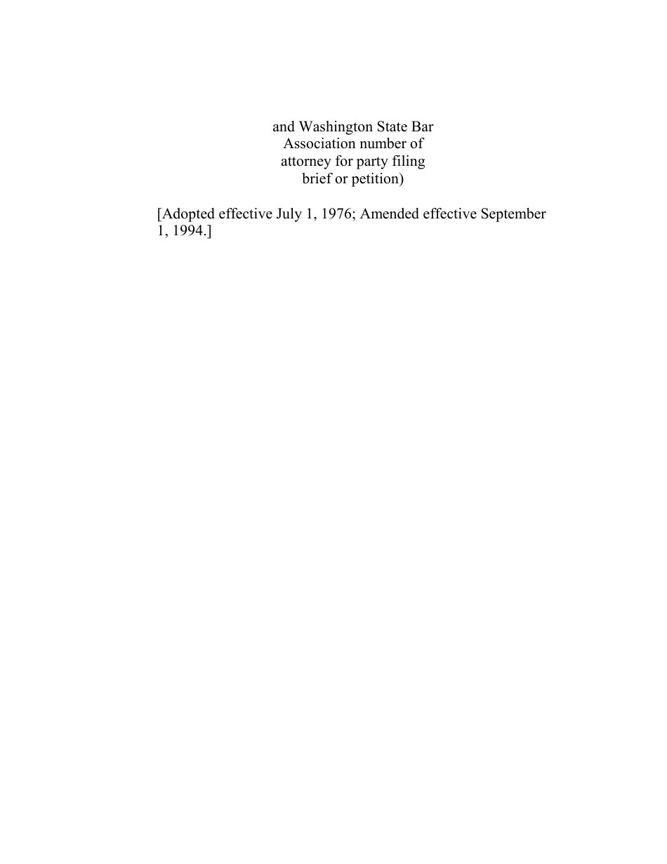 RAP Form 5 Title Page for All Briefs and Petition for Review - Washington, Page 2