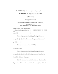 RAP Form 11 Objections to Cost Bill - Washington