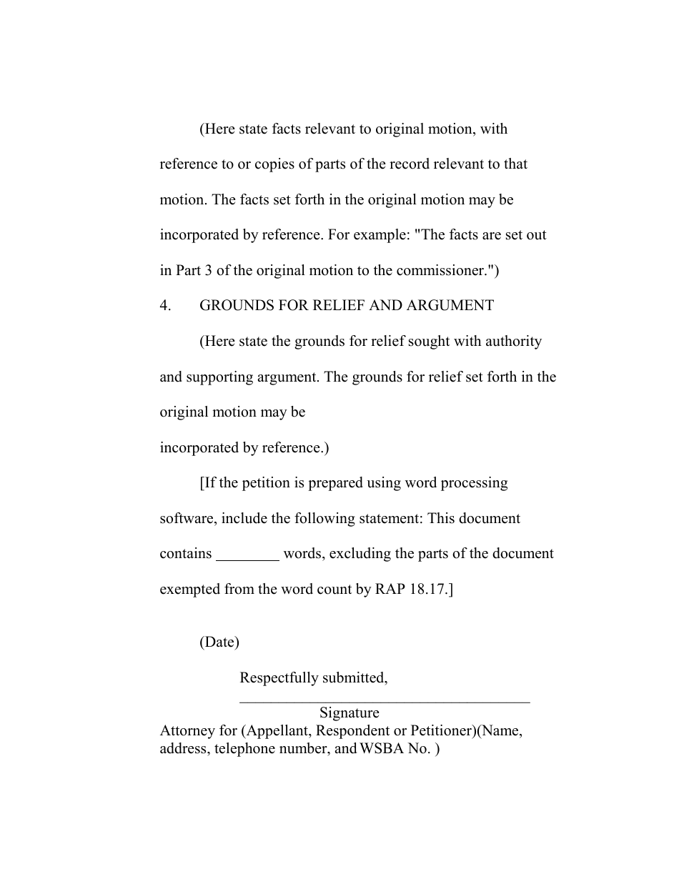 RAP Form 20 Motion to Modify Ruling - Washington, Page 2