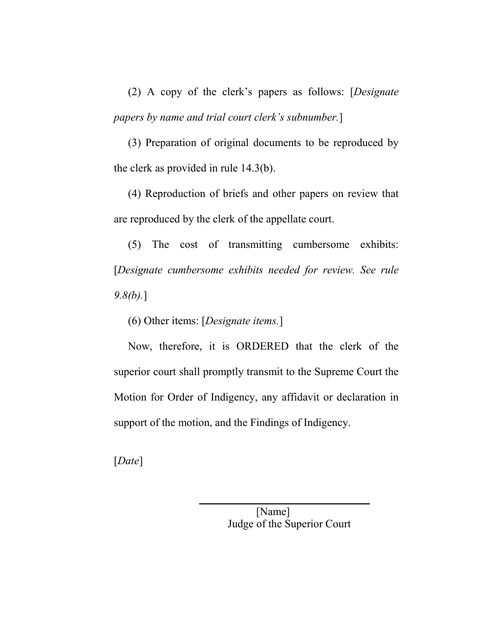 RAP Form 12A Findings of Indigency - Washington, Page 2