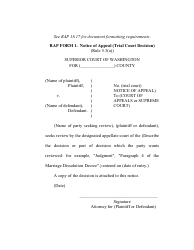 RAP Form 1 Notice of Appeal (Trial Court Decision) - Washington