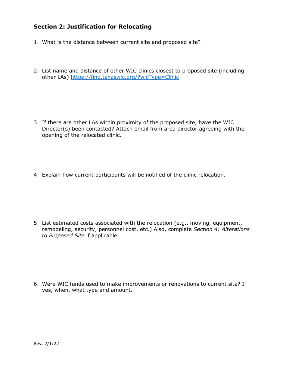 Relocating a Wic Site Justification - Texas, Page 3