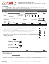 Document preview: Oral Health Assessment Form - Washington, D.C.