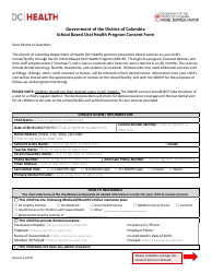 School Based Oral Health Program Consent Form - Washington, D.C.
